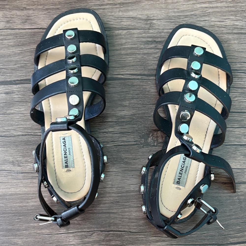 Balenciaga Black Studded Sandals